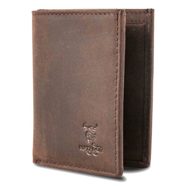 MATADOR Leder Minigeldbörse CHICAGO Mini Portemonnaie RFID Dunkel-Braun