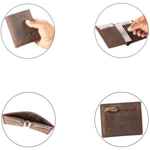 MATADOR Leder Minigeldbörse CHICAGO Mini Portemonnaie RFID Dunkel-Braun