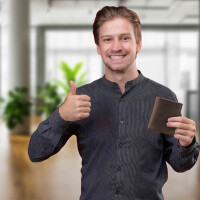 MATADOR Leder Slim Wallet CHICAGO Bifold Dunkel Braun RFID