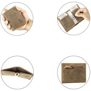 MATADOR Leder Minigeldbörse CHICAGO Mini Portemonnaie RFID Hunter Braun