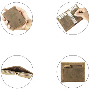 MATADOR Leder Slim Wallet CHICAGO Bifold Hunter Braun RFID