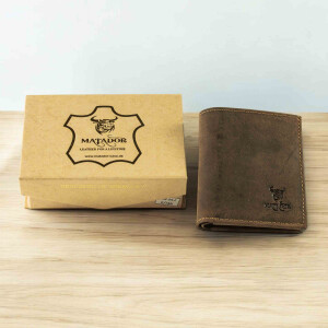 MATADOR Leder Slim Wallet CHICAGO Bifold Hunter Braun RFID