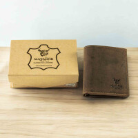 MATADOR Leder Slim Wallet CHICAGO Bifold Hunter Braun RFID