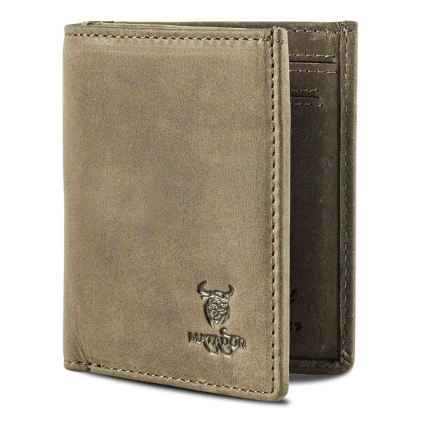MATADOR Leder Slim Wallet CHICAGO Bifold Grau RFID