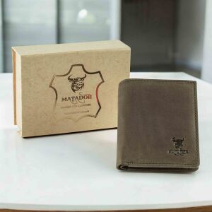 MATADOR Leder Slim Wallet CHICAGO Bifold Grau RFID