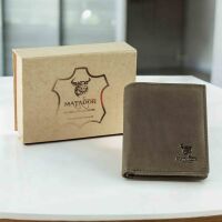 MATADOR Leder Minigeldbörse CHICAGO Mini Portemonnaie RFID Grau