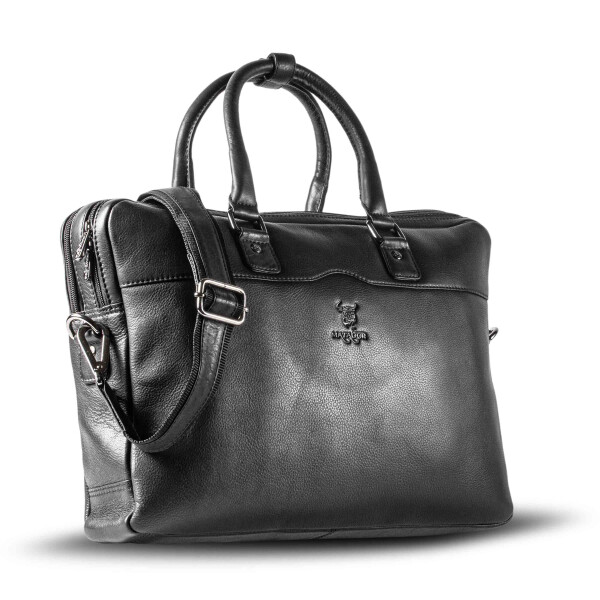 MATADOR Laptoptasche Leder MONACO Handgefertigt 17 Zoll Schwarz