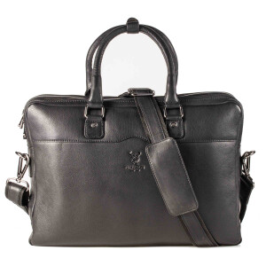 MATADOR Laptoptasche Leder MONACO Handgefertigt 17 Zoll Schwarz