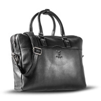 MATADOR Laptoptasche Leder MONACO Handgefertigt 17 Zoll Schwarz