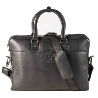 MATADOR Laptoptasche Leder MONACO Handgefertigt 17 Zoll Schwarz