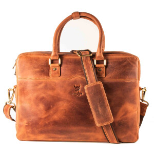 MATADOR Laptoptasche Leder MONACO Handgefertigt bis 17 Zoll Braun