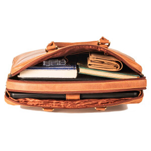 MATADOR Laptoptasche Leder MONACO Handgefertigt bis 17 Zoll Braun
