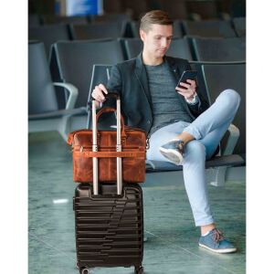 MATADOR Leder Umhängetasche AMSTERDAM Aktentasche Braun