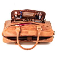 MATADOR Leder Umhängetasche AMSTERDAM Aktentasche Braun