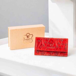 MATADOR BUDAPEST XL Damen Leder Portemonnaie RFID Blumen Rot