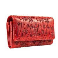 MATADOR BUDAPEST XL Damen Leder Portemonnaie RFID Blumen Rot