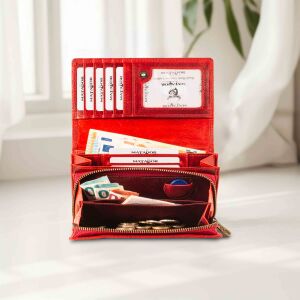 MATADOR LISSABON Leder Damen Geldbörse Langbörse Blumen Rot