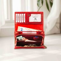 MATADOR LISSABON Leder Damen Geldbörse Langbörse Blumen Rot