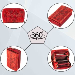 MATADOR PERTH Damen Leder Geldbörse Portemonnaie Blumen Rot