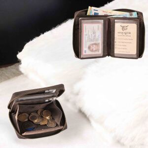 MATADOR Geldbörse Portemonnaie Leder GRANADA RFID TüV Dunkel Braun