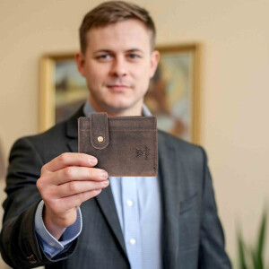 MATADOR Herren Leder Geldbörse Geldbeutel Klein RFID TÜV Dunkel Braun