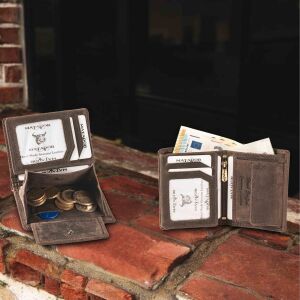 MATADOR MARSEILLE MINI Leder Herren RFID Geldbörse Brieftasche Vintage Dunkel Braun