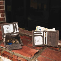 MATADOR Leder Herren RFID Geldbörse Brieftasche Vintage Dunkel Braun