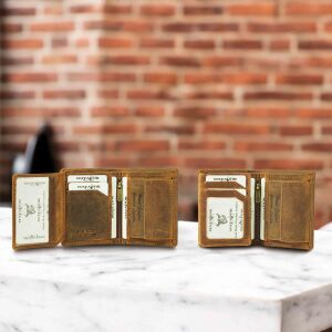 MATADOR MARSEILLE MINI Leder Herren RFID Geldbörse Brieftasche Hunter Braun