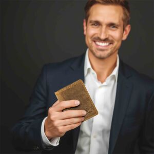 MATADOR MARSEILLE MINI Leder Herren RFID Geldbörse Brieftasche Hunter Braun