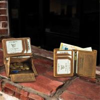 MATADOR MARSEILLE MINI Leder Herren RFID Geldbörse Brieftasche Hunter Braun