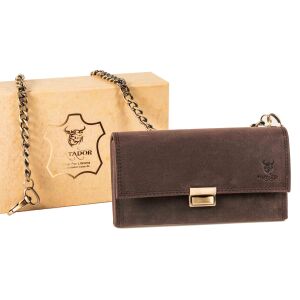 MATADOR VICIO Leder Kellner Geldbörse mit Kette Luxus Kellnerbörse Braun Dunkel