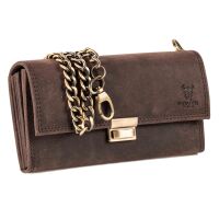 MATADOR VICIO Leder Kellner Geldbörse mit Kette Luxus Kellnerbörse Braun Dunkel