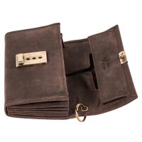 MATADOR VICIO Leder Kellner Geldbörse mit Kette Luxus Kellnerbörse Braun Dunkel