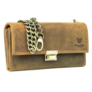 MATADOR VICIO Leder Kellner Geldbörse mit Kette Luxus Kellnerbörse Braun Hunter