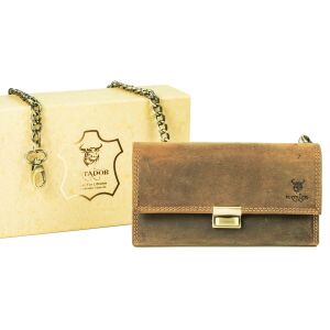 MATADOR VICIO Leder Kellner Geldbörse mit Kette Luxus Kellnerbörse Braun Hunter