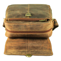 MATADOR Leder Schultertasche #JAKARTA Tablettasche Unitasche Braun Hunter