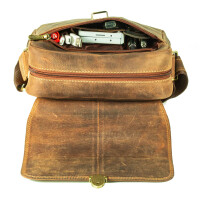MATADOR Leder Schultertasche #JAKARTA Tablettasche Unitasche Braun Hunter