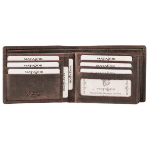 MATADOR Portemonnaie Geldbörse Herren Leder #SYDNEY RFID TüV Braun Dunkel