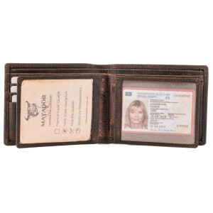 MATADOR Portemonnaie Geldbörse Herren Leder #SYDNEY RFID TüV Braun Dunkel