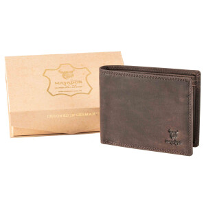 MATADOR Portemonnaie Geldbörse Herren Leder #SYDNEY RFID TüV Braun Dunkel