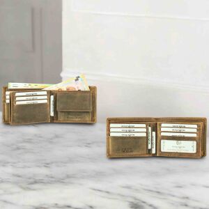 MATADOR Portemonnaie Geldbörse Herren Leder #SYDNEY RFID TüV Braun Hunter