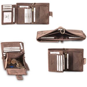 MATADOR Biker Geldbörse mit Kette Leder #SEATTLE Bikerbörse RFID Braun Dunkel