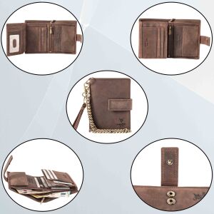 MATADOR Biker Geldbörse mit Kette Leder #SEATTLE Bikerbörse RFID Braun Dunkel