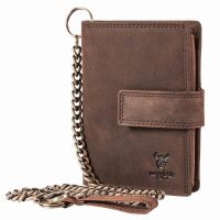MATADOR Biker Geldbörse mit Kette Leder #SEATTLE Bikerbörse RFID Braun Dunkel