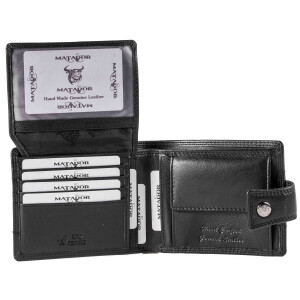 MATADOR Leder Herren Geldbörse #DANZIG Brieftasche RFID TüV Schwarz Nappa