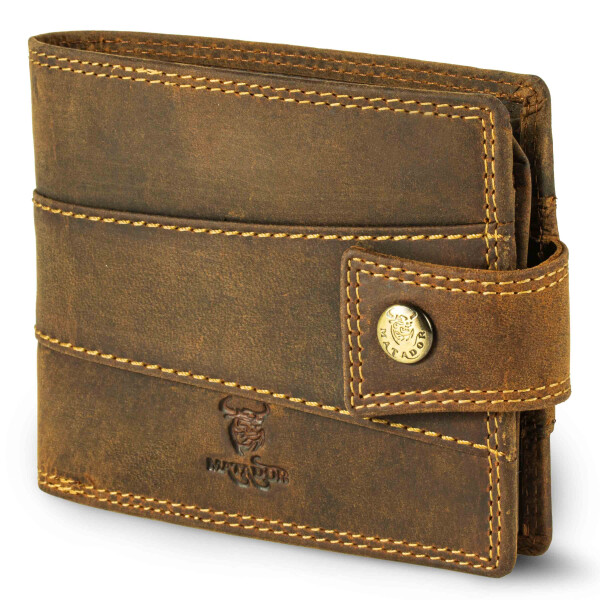 MATADOR Leder Herren Geldbörse #DANZIG Brieftasche RFID TüV Braun Hunter