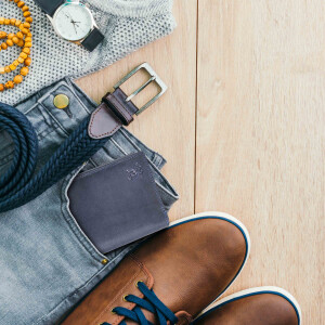 MATADOR Herren Geldbörse #TORONTO Portemonnaie Leder RFID Blau Navy