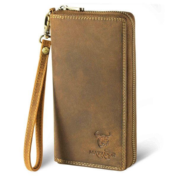 MATADOR CADIZ XL Damen Portemonnaie Leder Langbörse RFID Braun Hunter