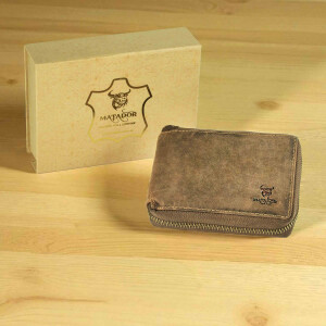 MATADOR BADALONA Damen Herren Leder Geldbörse RFID Braun Hunter