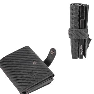 MATADOR TOKIO Leder Slim Wallet Kreditkartenetui RFID Schwarz Carbon